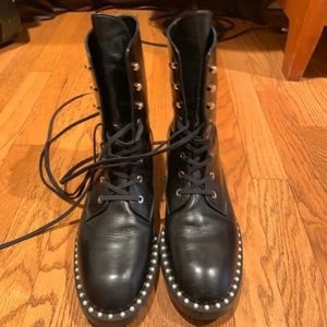 Leather lace up ankle boots